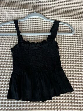mandee Black Smocked Ruffle Camisole Tank